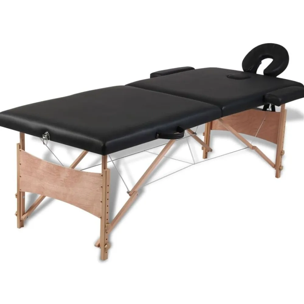 Uiterlijk & Gezondheid*vidaXL Inklapbare massagetafel 2 zones met houten frame Zwart