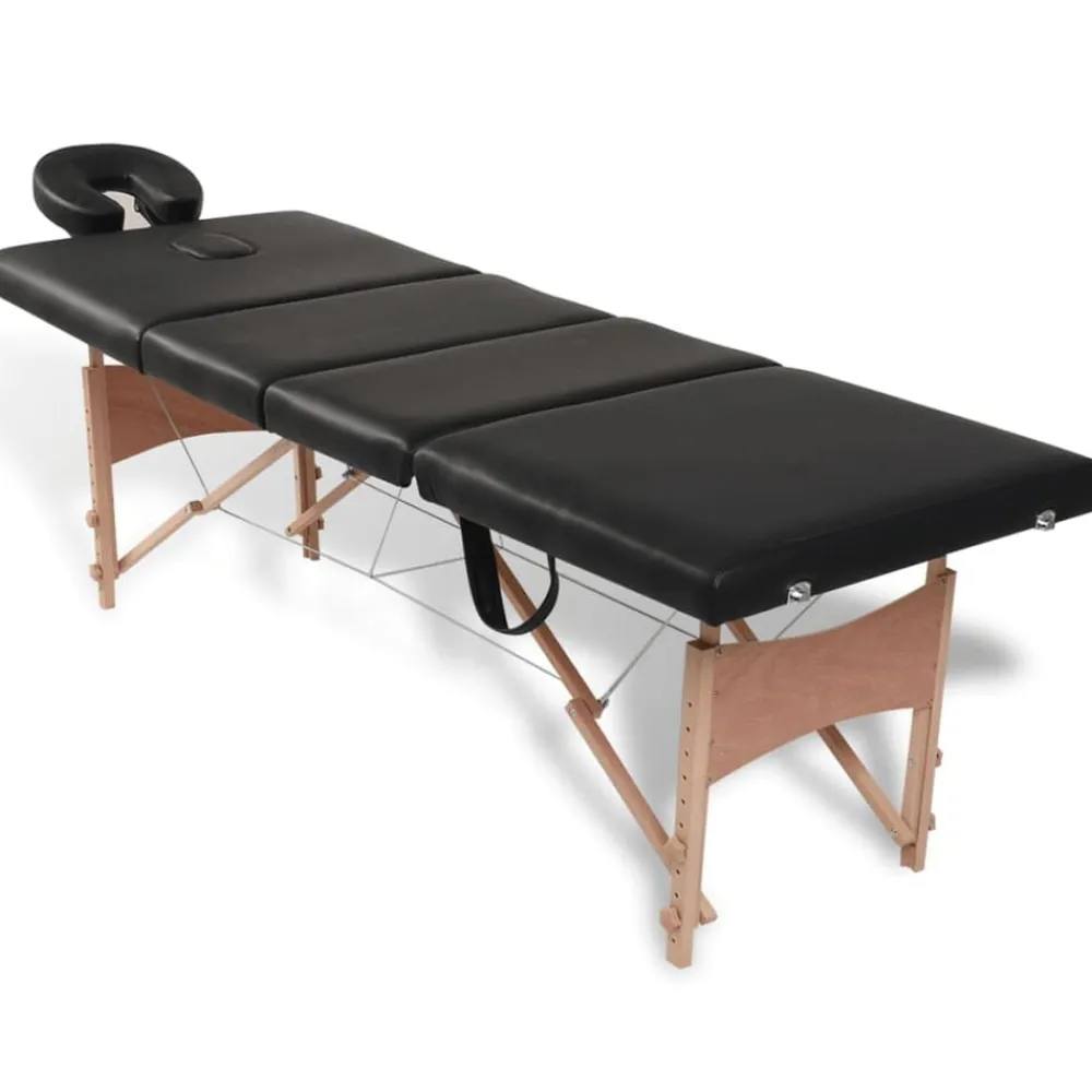 Inklapbare massagetafel 4 zones met houten frame>vidaXL Online