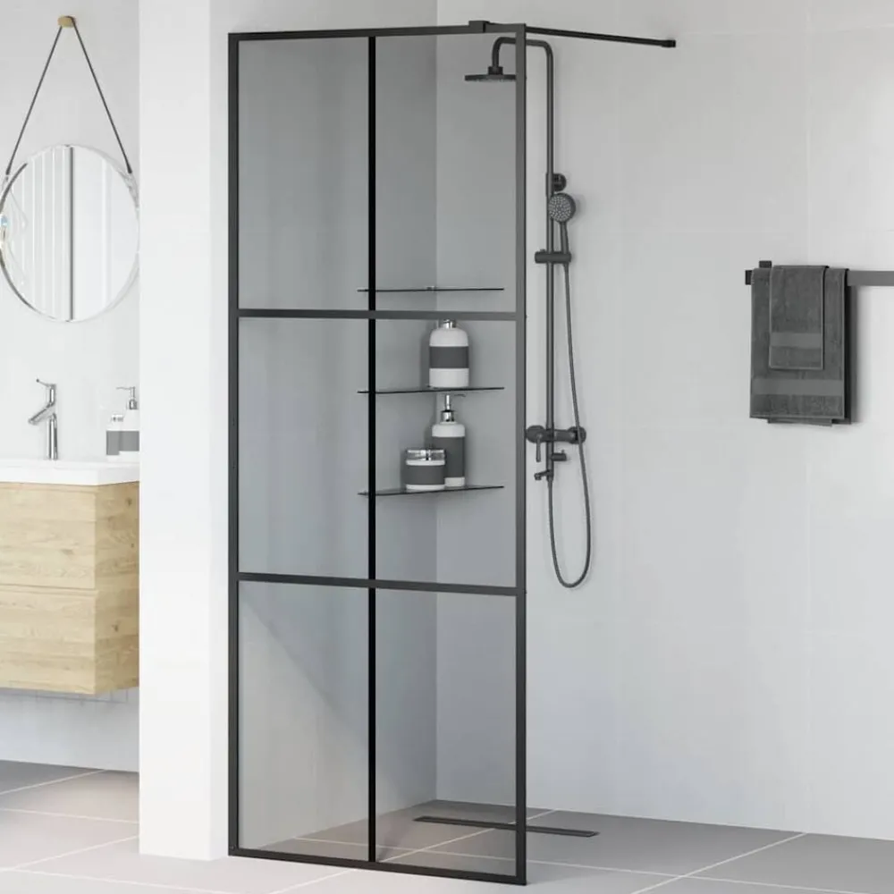 Sanitair & Loodgietersbenodigdheden*vidaXL Inloop Douche Wand 80 x 195 cm gehard glas Zwart