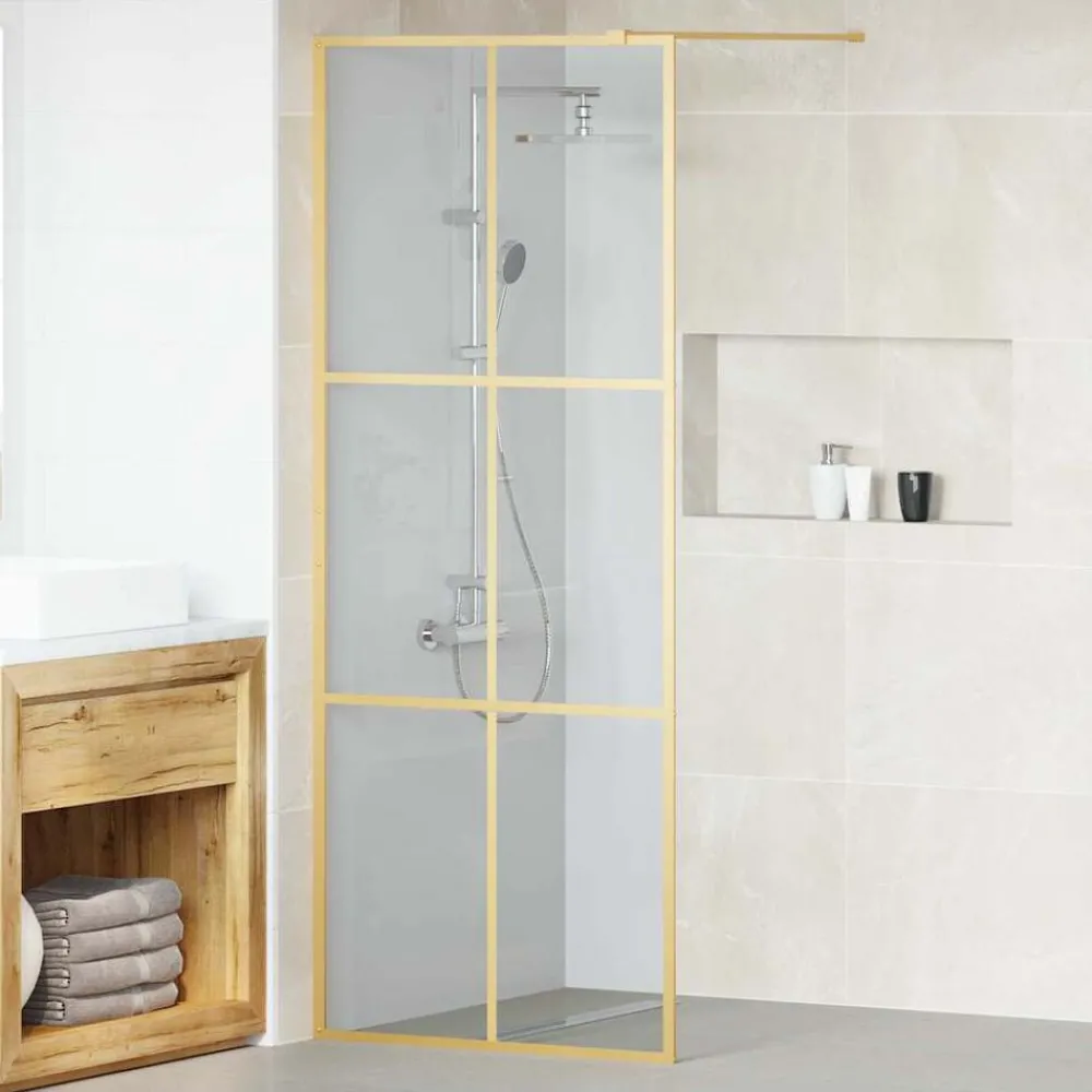 Sanitair & Loodgietersbenodigdheden*vidaXL Inloop Douche Wand 80 x 195 cm gehard glas Goud