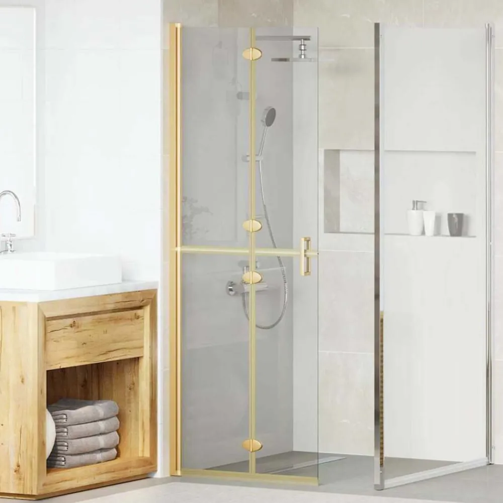 Sanitair & Loodgietersbenodigdheden*vidaXL Inloopdouchewand Goud 70 x 6,5 x 190 cm Gouden frame/helder glas