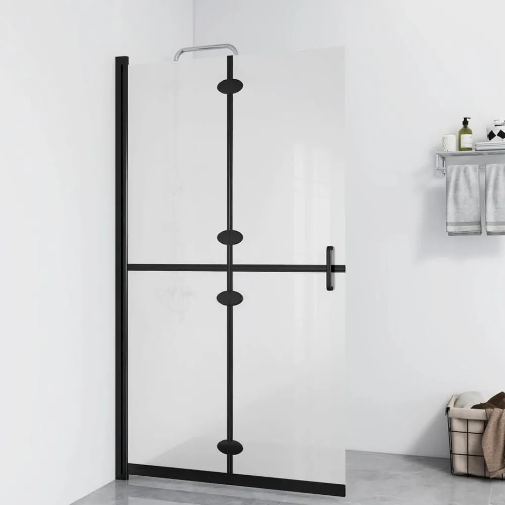 Sanitair & Loodgietersbenodigdheden*vidaXL Inloopdouchewand inklapbaar 70x190 cm ESG-glas mat zwarte lijst/ matglas