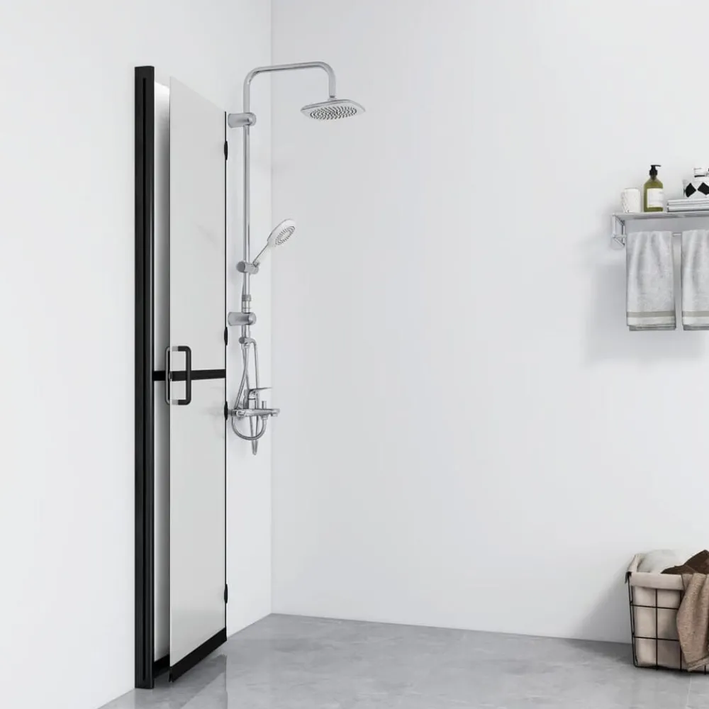 Sanitair & Loodgietersbenodigdheden*vidaXL Inloopdouchewand inklapbaar 70x190 cm ESG-glas mat zwarte lijst/ matglas