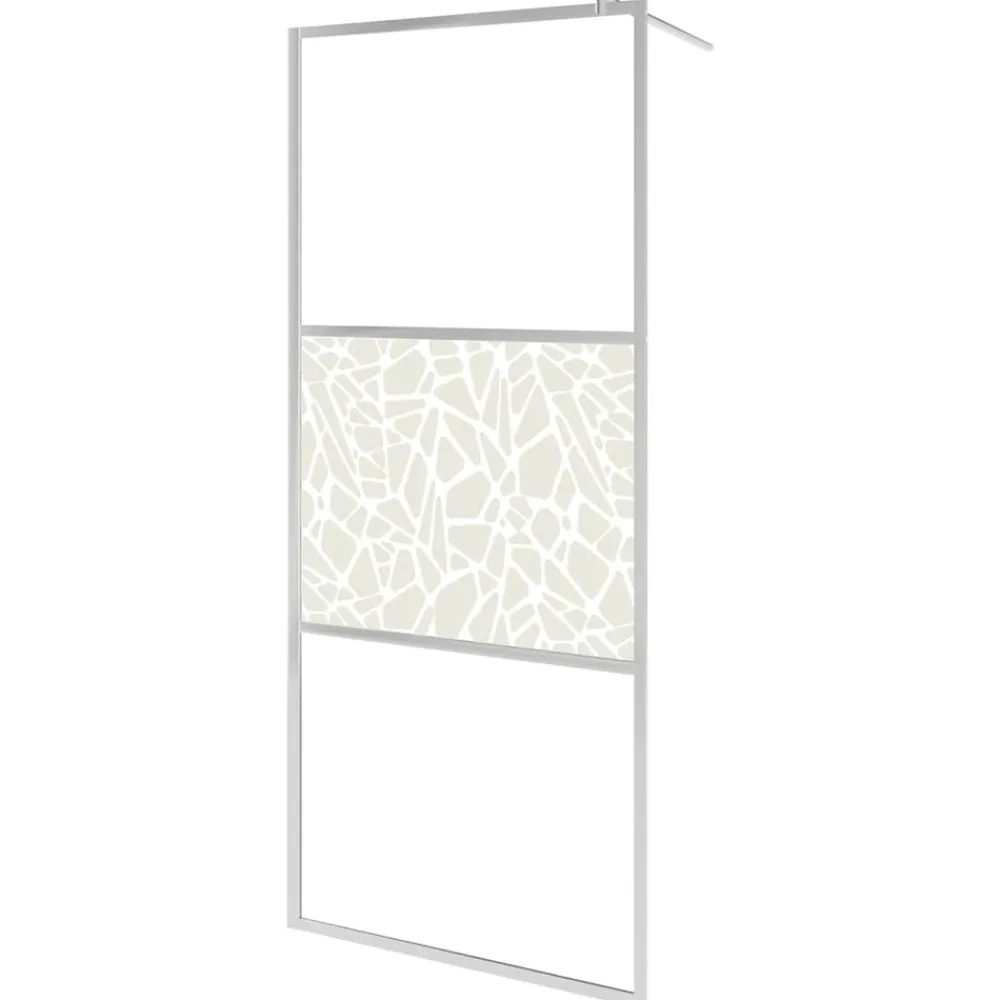 Sanitair & Loodgietersbenodigdheden*vidaXL Inloopdouchewand met stenenmotief 80x195 cm ESG-glas Zilver