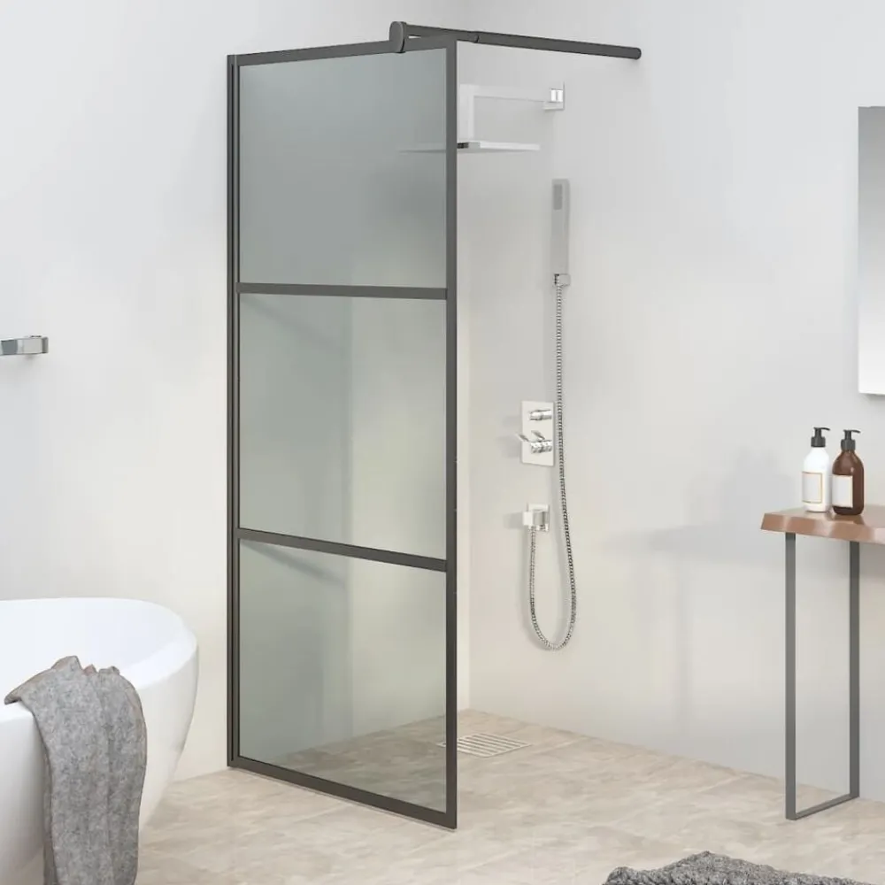 Sanitair & Loodgietersbenodigdheden*vidaXL Inloopdouchewand 80x195 cm donker ESG-glas Zwart