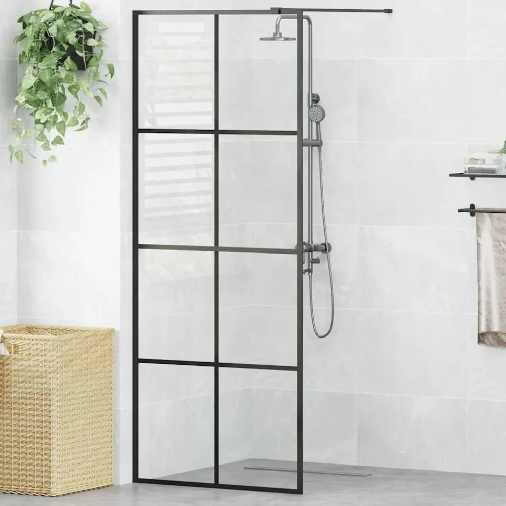Sanitair & Loodgietersbenodigdheden*vidaXL Inloopdouchewand 80x195 cm ESG-glas transparant en Zwart