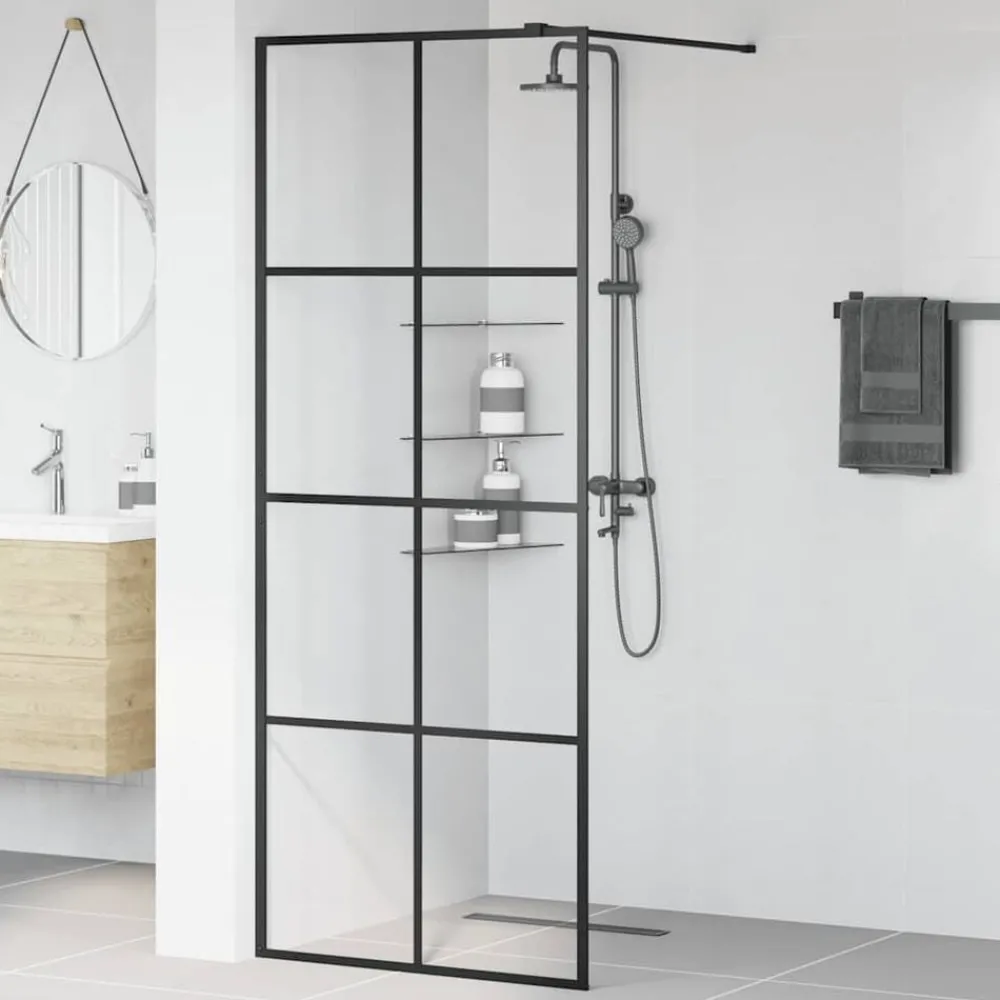 Sanitair & Loodgietersbenodigdheden*vidaXL Inloopdouchewand 80x195 cm ESG-glas transparant en Zwart