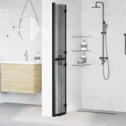 Sanitair & Loodgietersbenodigdheden*vidaXL Inloopdouchewand Zwart 70 x 6,5 x 190 cm Zwart frame/donker doorzichtig glas