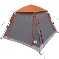 Buitensport*vidaXL Instant Tent met Regenfly voor 3 Personen met Snelle Bevrijding Grijs en oranje