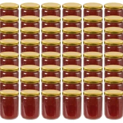 Keuken & Eetkamer*vidaXL Jampotten met kleurige deksels 48 st 230 ml glas Goud