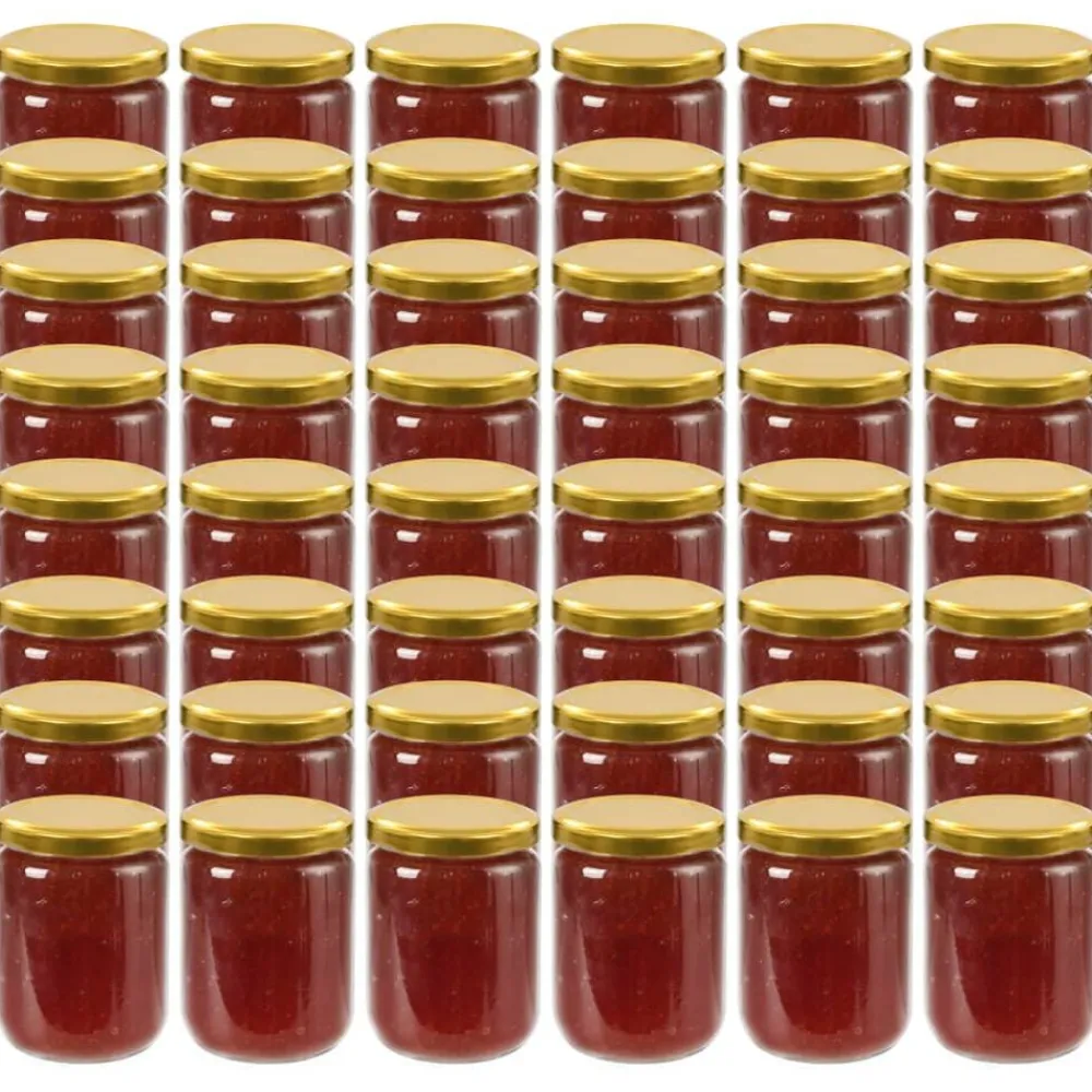 Keuken & Eetkamer*vidaXL Jampotten met kleurige deksels 48 st 230 ml glas Goud