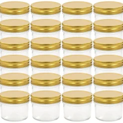 Keuken & Eetkamer*vidaXL Jampotten met kleurige deksels 24 st 110 ml glas Goud