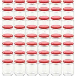 Keuken & Eetkamer*vidaXL Jampotten met rode deksels 48 st 230 ml glas Rood