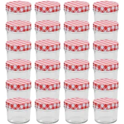 Jampotten met wit met rode deksels 24 st 110 ml glas>vidaXL Outlet