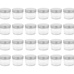 Keuken & Eetkamer*vidaXL Jampotten met kleurige deksels 24 st 110 ml glas Zilver