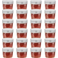 Keuken & Eetkamer*vidaXL Jampotten met kleurige deksels 24 st 110 ml glas Zilver
