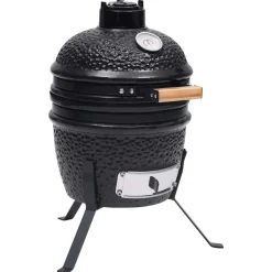 Keuken & Eetkamer*vidaXL Kamado barbecue 2-in-1 56 cm keramiek Zwart