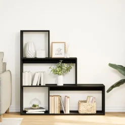 Boekenkasten & Wandplanken*vidaXL Kamerscherm / boekenkast 3-laags 123x29x123 cm hout Zwart