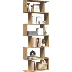 Boekenkasten & Wandplanken*vidaXL Kamerscherm / boekenkast 6-laags 70x24x193 cm hout artisanaal artisanaal eikenkleurig