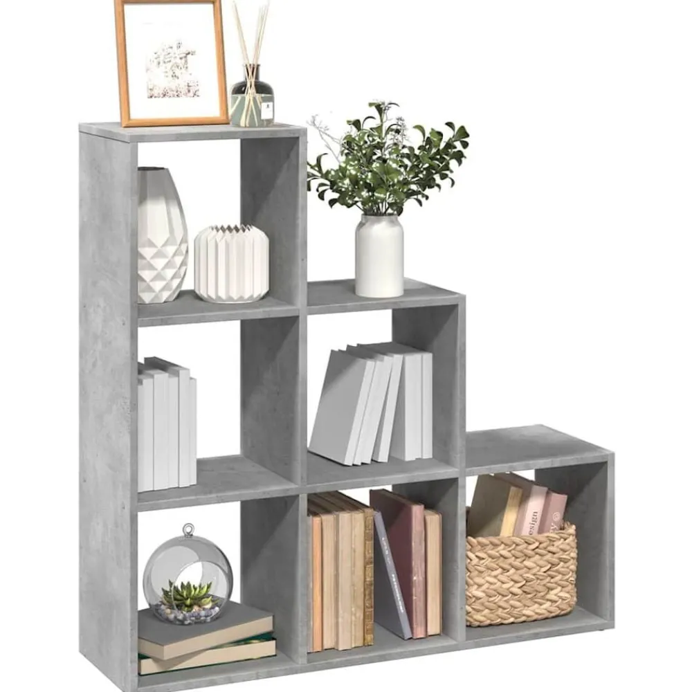 Boekenkasten & Wandplanken*vidaXL Kamerscherm / boekenkast 3-laags 99x29x99 cm hout Betongrijs