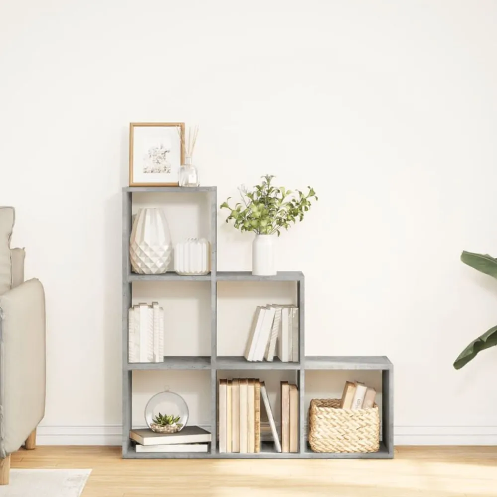 Boekenkasten & Wandplanken*vidaXL Kamerscherm / boekenkast 3-laags 99x29x99 cm hout Betongrijs