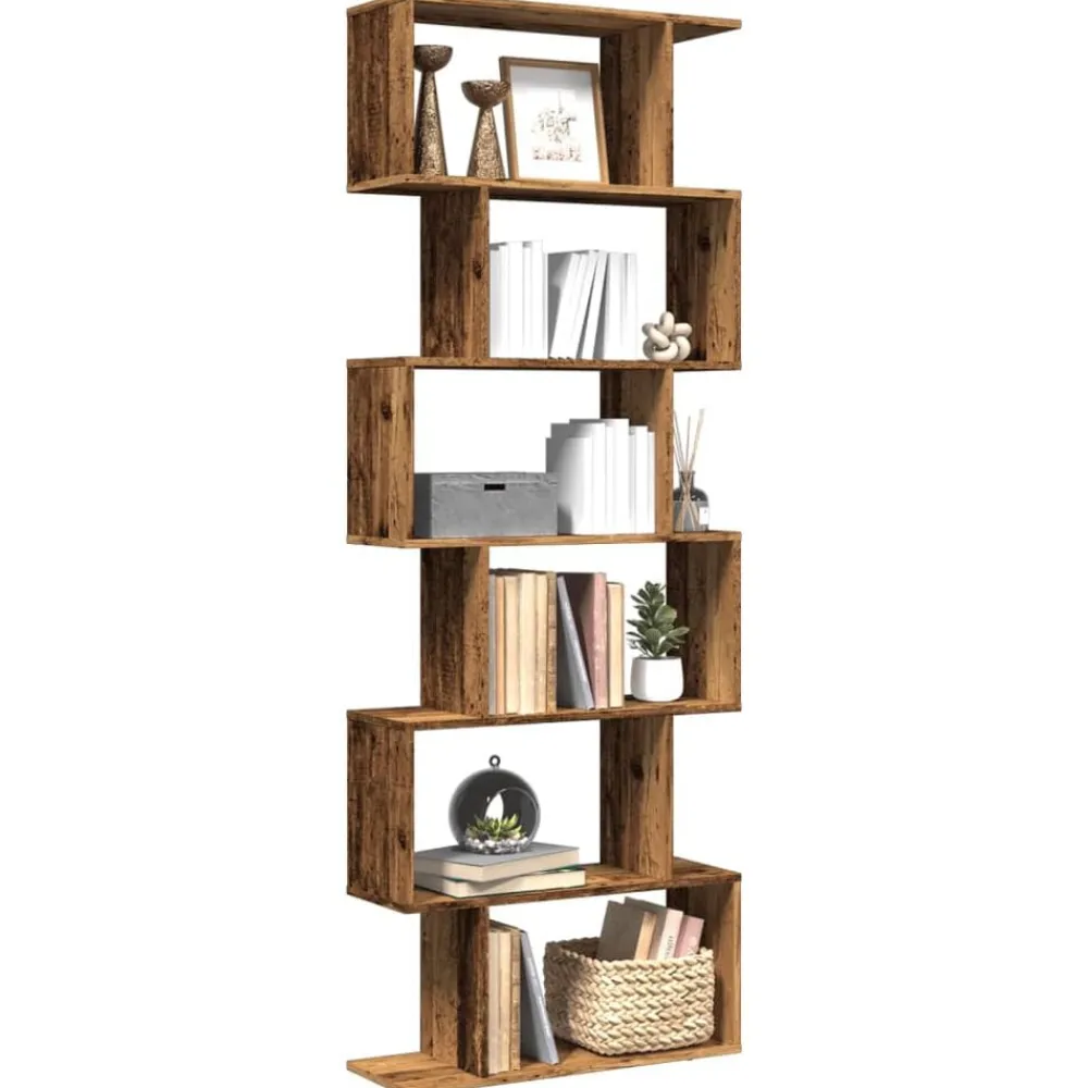 Boekenkasten & Wandplanken*vidaXL Kamerscherm / boekenkast 6-laags 70x24x193 cm hout Oud hout