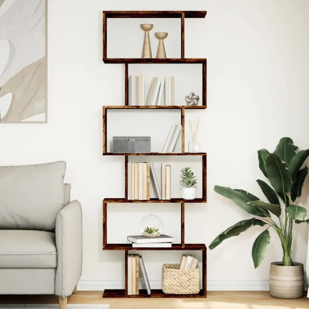 Boekenkasten & Wandplanken*vidaXL Kamerscherm / boekenkast 6-laags 70x24x193 cm hout gerookt eik Gerookt eiken