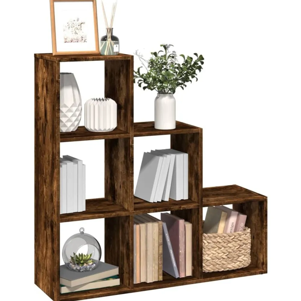 Boekenkasten & Wandplanken*vidaXL Kamerscherm / boekenkast 3-laags 99x29x99 cm hout Gerookt eiken