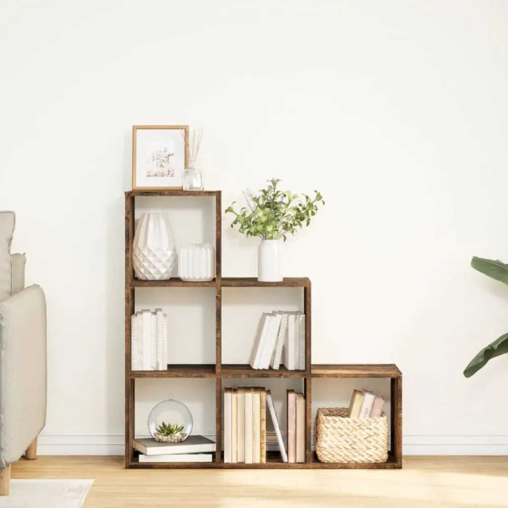 Boekenkasten & Wandplanken*vidaXL Kamerscherm / boekenkast 3-laags 99x29x99 cm hout Gerookt eiken