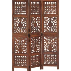 Kamerschermen*vidaXL Kamerscherm 3 panelen handgesneden 120x165 cm mangohout Bruin