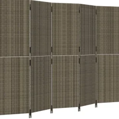 Kamerschermen*vidaXL Kamerscherm 5 panelen poly rattan Grijs