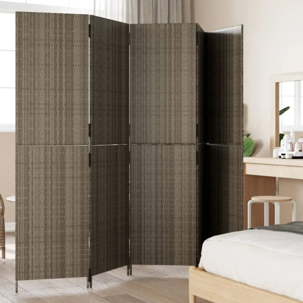Kamerschermen*vidaXL Kamerscherm 5 panelen poly rattan Grijs