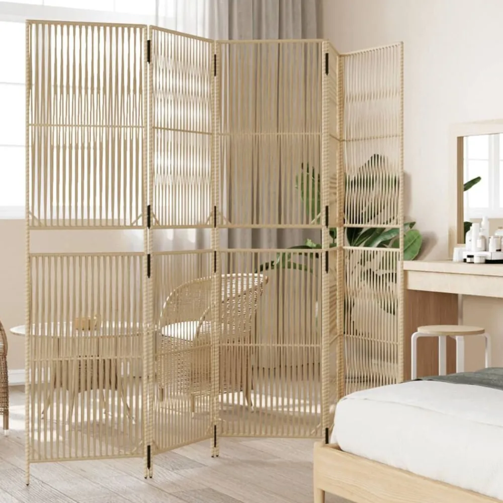 Kamerschermen*vidaXL Kamerscherm 5 panelen poly rattan Beige