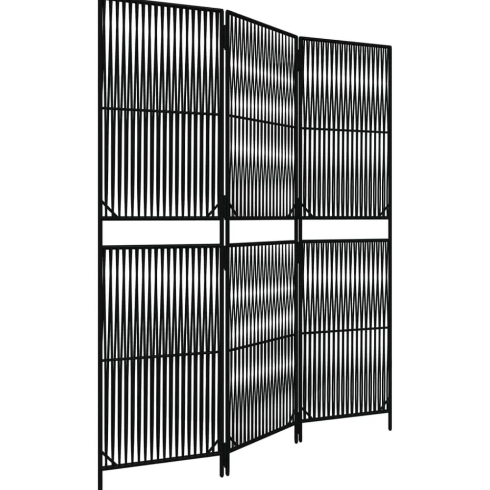 Kamerschermen*vidaXL Kamerscherm 3 panelen poly rattan Zwart