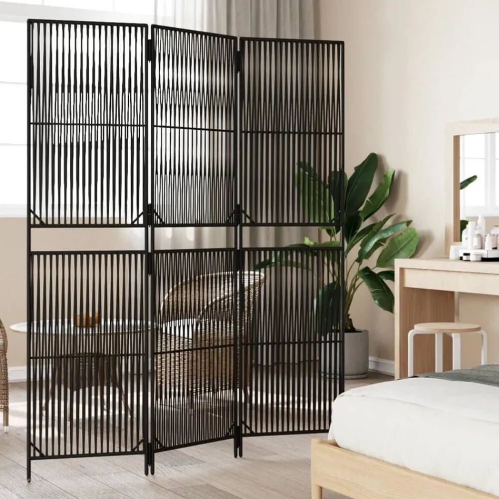 Kamerschermen*vidaXL Kamerscherm 3 panelen poly rattan Zwart