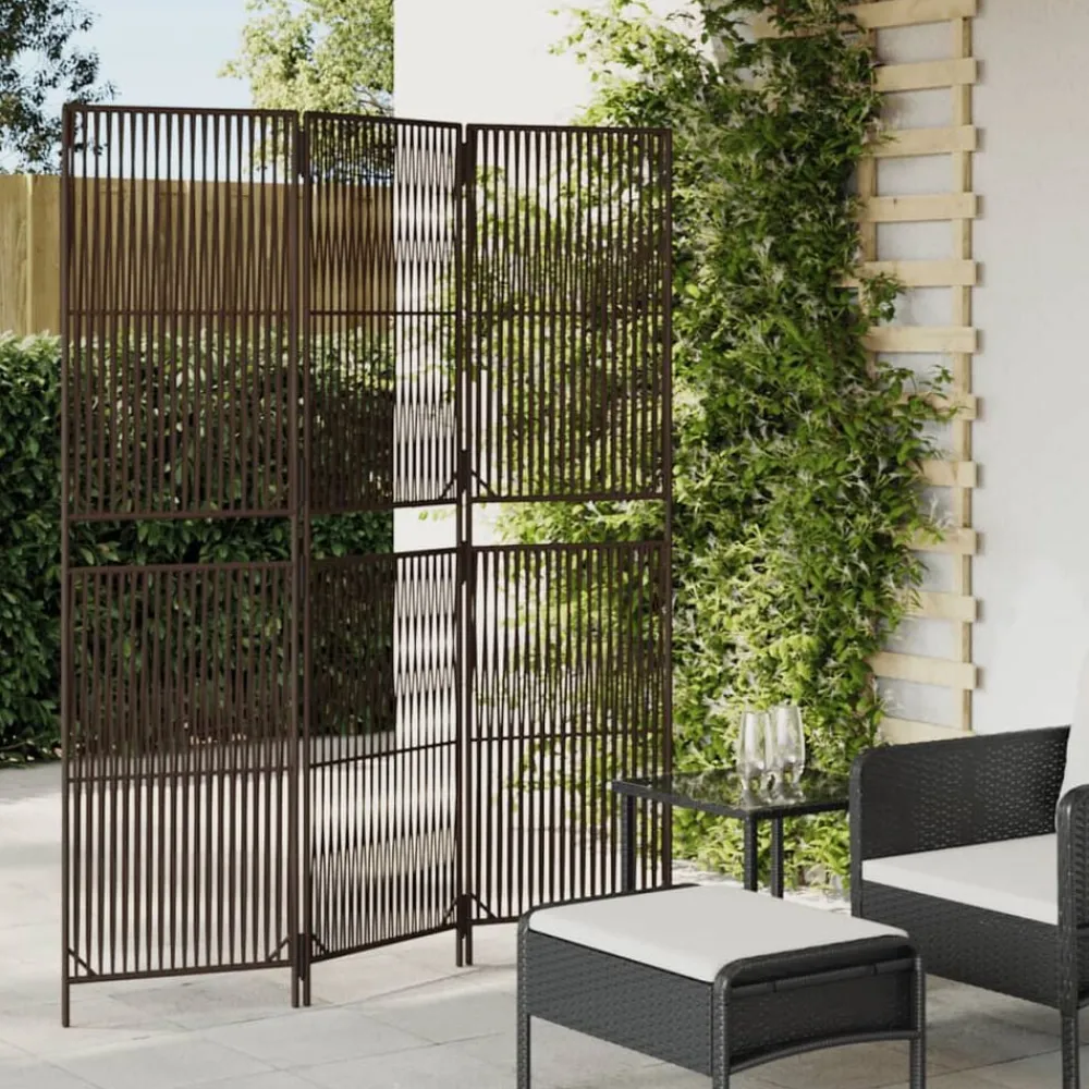 Kamerschermen*vidaXL Kamerscherm 3 panelen poly rattan Bruin