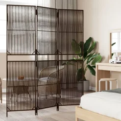 Kamerschermen*vidaXL Kamerscherm 3 panelen poly rattan Bruin