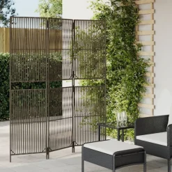 Kamerschermen*vidaXL Kamerscherm 3 panelen poly rattan Grijs