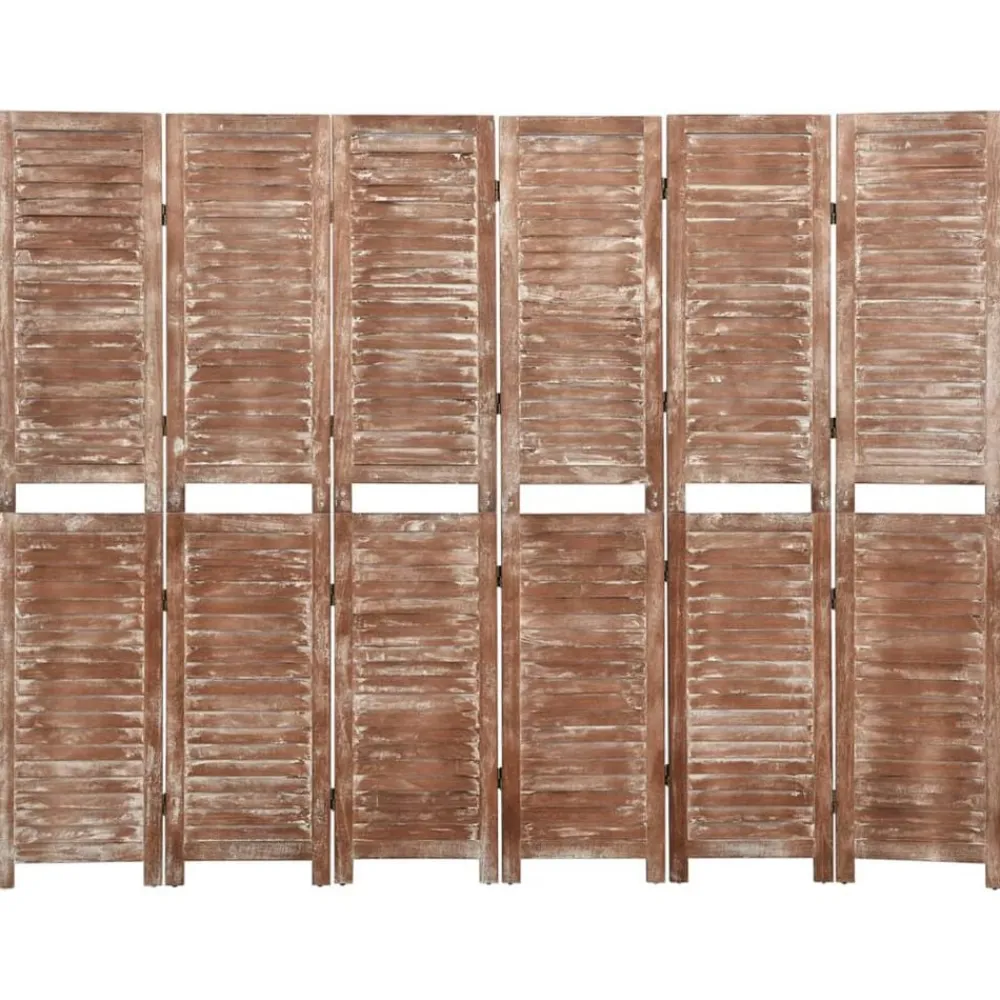 Kamerscherm 6 panelen 210x165 cm massief paulowniahout bruin>vidaXL Sale