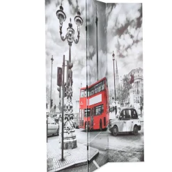 Kamerscherm inklapbaar Londen bus 120x170 cm zwart en wit>vidaXL Online