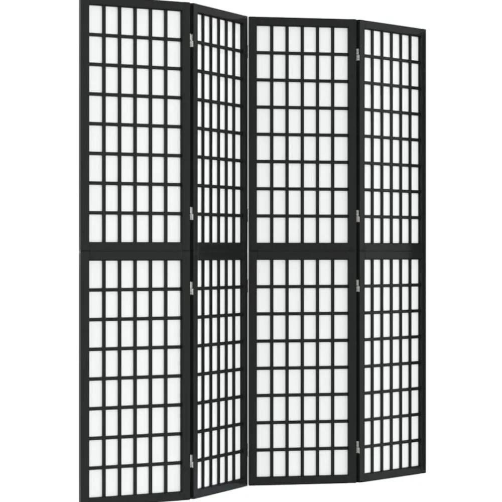 Kamerscherm inklapbaar 4 panelen Japanse stijl 160x170 cm zwart>vidaXL Best