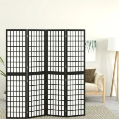 Kamerscherm inklapbaar 4 panelen Japanse stijl 160x170 cm zwart>vidaXL Best