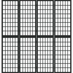 Kamerscherm inklapbaar 4 panelen Japanse stijl 160x170 cm zwart><noscript><img width=
