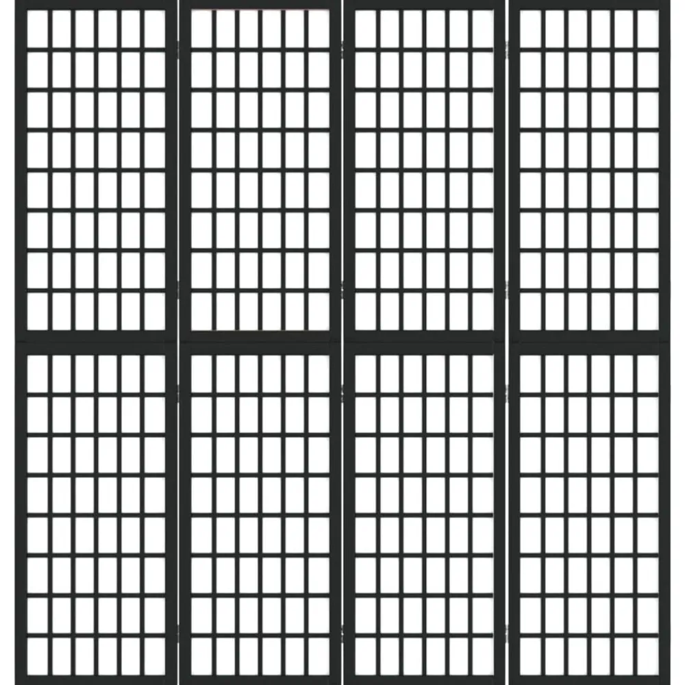 Kamerscherm inklapbaar 4 panelen Japanse stijl 160x170 cm zwart>vidaXL Best