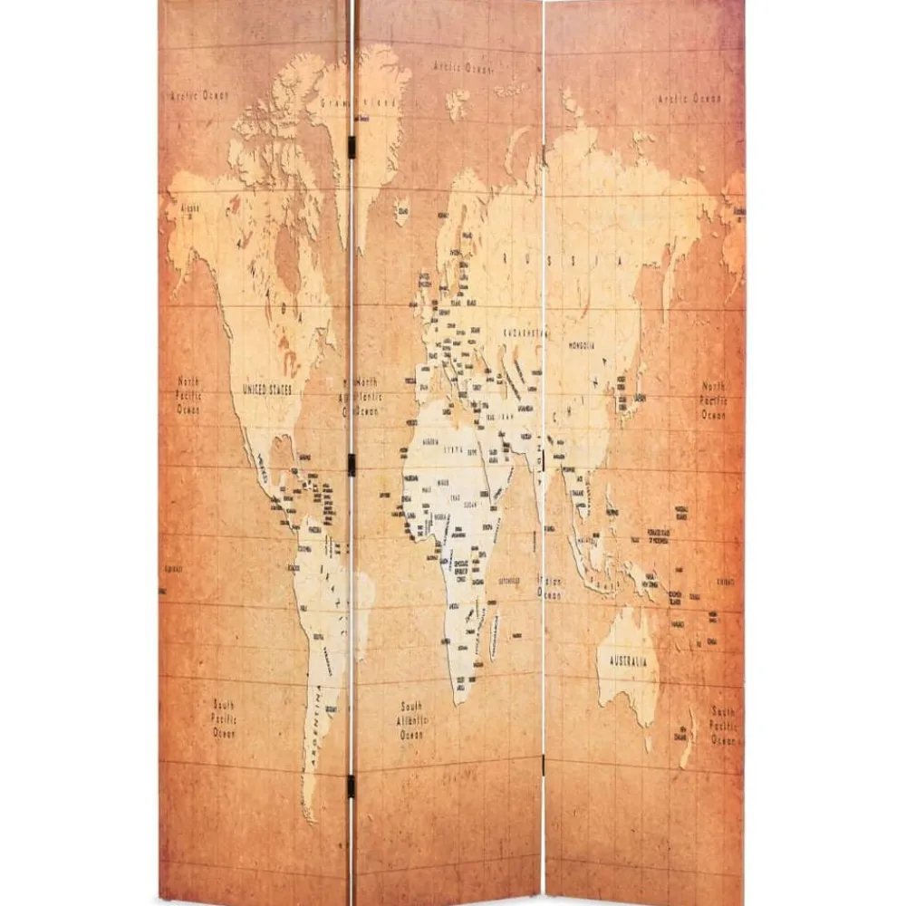 Kamerschermen*vidaXL Kamerscherm inklapbaar wereldkaart 120x170 cm geel