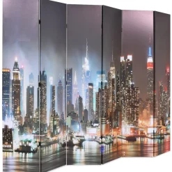 Kamerscherm inklapbaar New York bij nacht 228x170 cm>vidaXL Sale