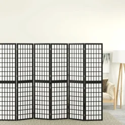 Kamerschermen*vidaXL Kamerscherm inklapbaar 6 panelen Japanse stijl 240x170 cm zwart