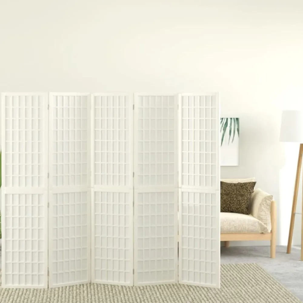 Kamerschermen*vidaXL Kamerscherm inklapbaar 5 panelen Japanse stijl 200x170 cm wit