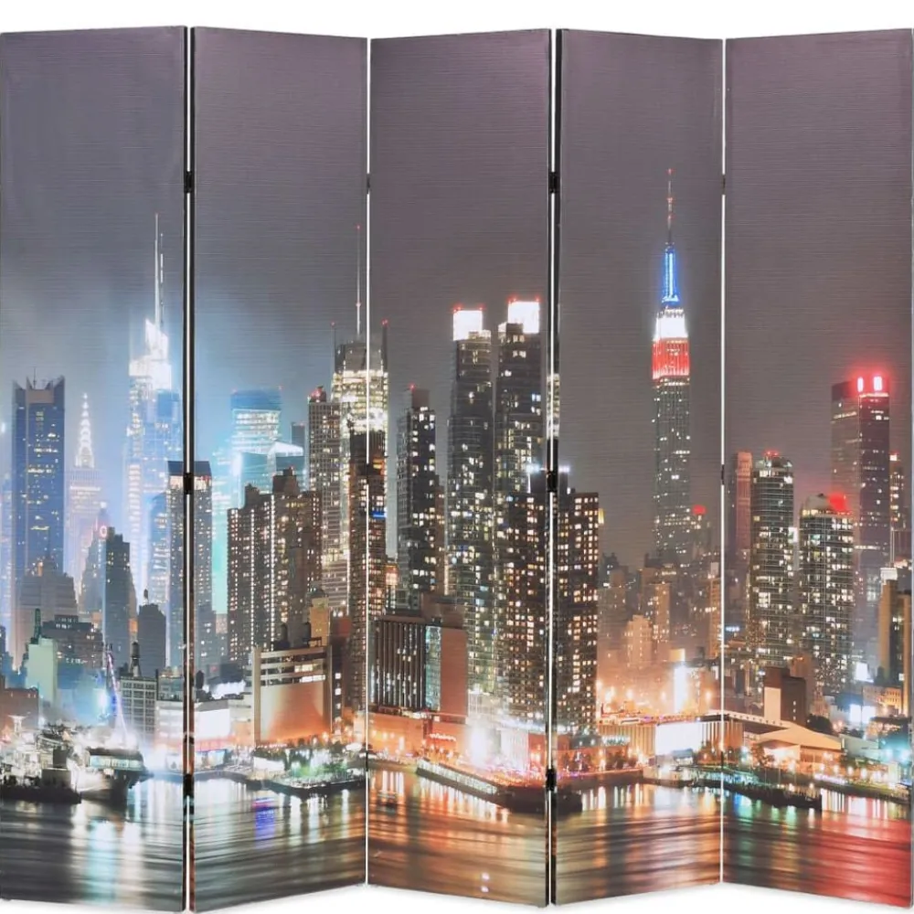 Kamerschermen*vidaXL Kamerscherm inklapbaar New York bij nacht 200x170 cm