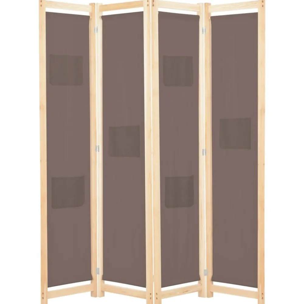 Kamerscherm met 4 panelen 160x170x4 cm stof bruin>vidaXL Hot
